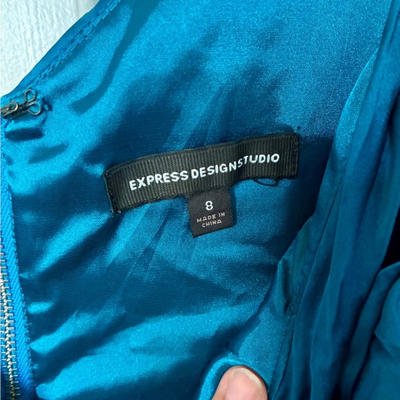 NWOT Express Teal and Navy Mini Dress - Picture 5 of 5